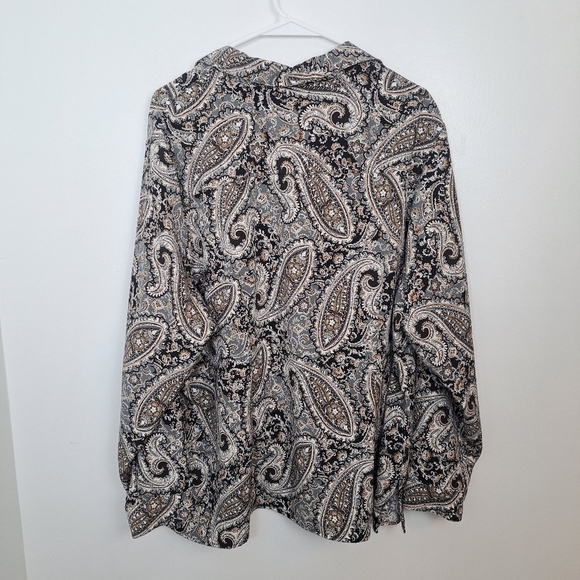 Notation Bundle Of 2 Cream Black Striped & Paisley Print Long Sleeve Shirt Sz 3X - Picture 5 of 11